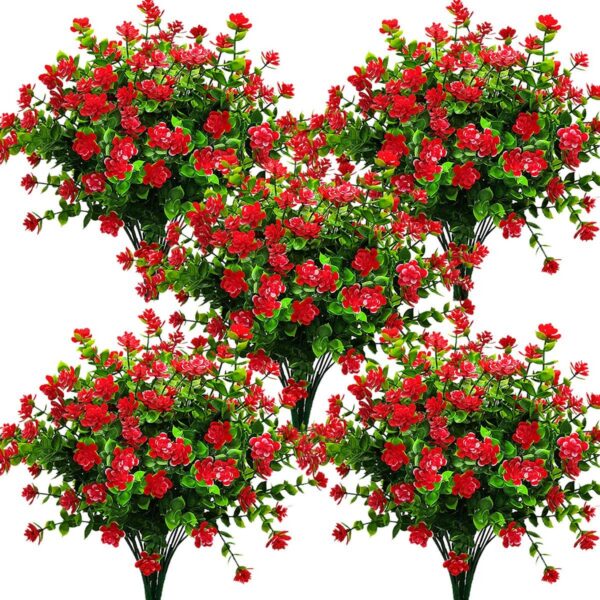 fbebf5468b978c45 Grunyia Artificial Flowers Outdoor UV Resistant Fake Plants Indoor Outside Hanging Planter Home Garden Decor, 10 Bundles (Pink)