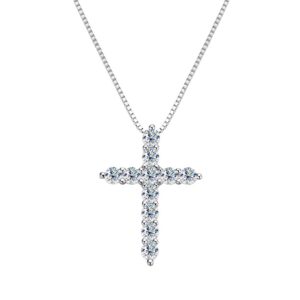 fbff9510f9ce6b83 EWYA Real Moissanite Jesus Cross Pendant Necklace for Women Sterling Sier 2.5 3 4mm Diamond Chains Necklaces Fine Jewelry