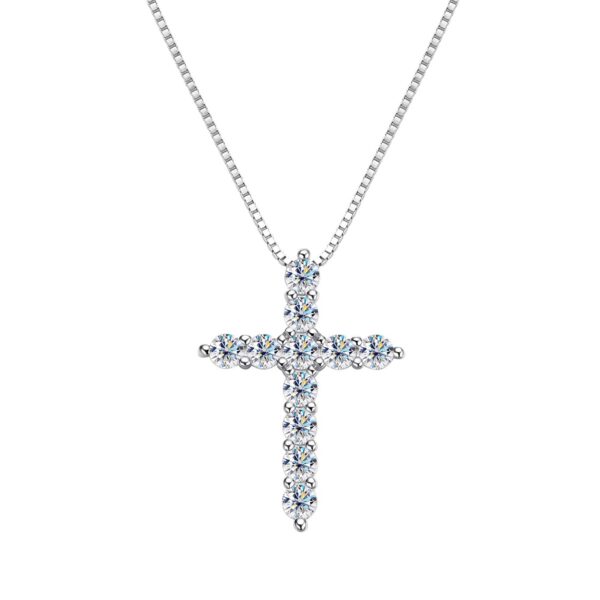 EWYA Real Moissanite Jesus Cross Pendant Necklace for Women Sterling Sier 2.5 3 4mm Diamond Chains Necklaces Fine Jewelry