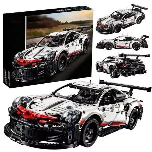 fc120dea601e3ae4 1580+Pcs 1:10 Assembled Building Blocks Compatible 42096 Electric Sports Car Model Remote Control with Lights DIY Birthday Gifts