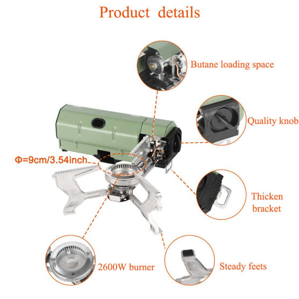 2600W Portable Folding Camping Stove Outdoor Hiking BBQ Travel Cooking Grill Cooker Cassette Gas Burner