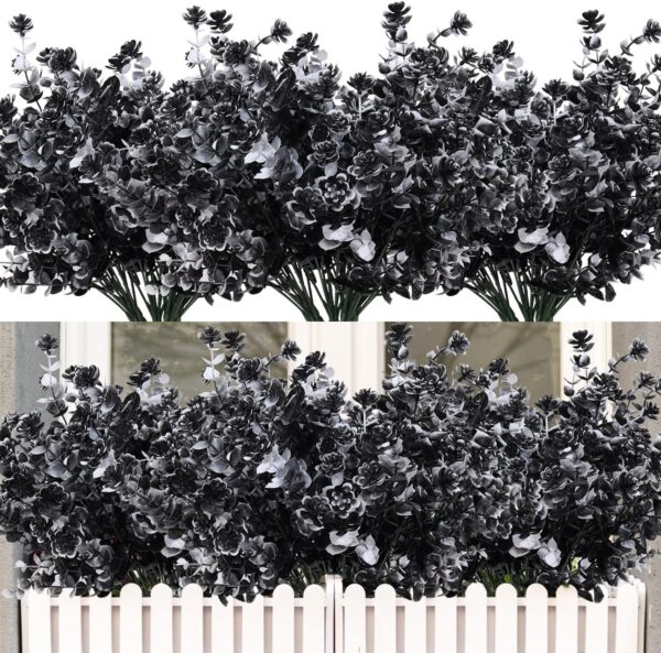 RECUTMS 12 Bundles Artificial Outdoor Plants, Artificial Greenery for Flower Arrangements Shrubs UV Resistant Faux Plastic Plants Spring Decorations for Home Front Porch Decor(White)