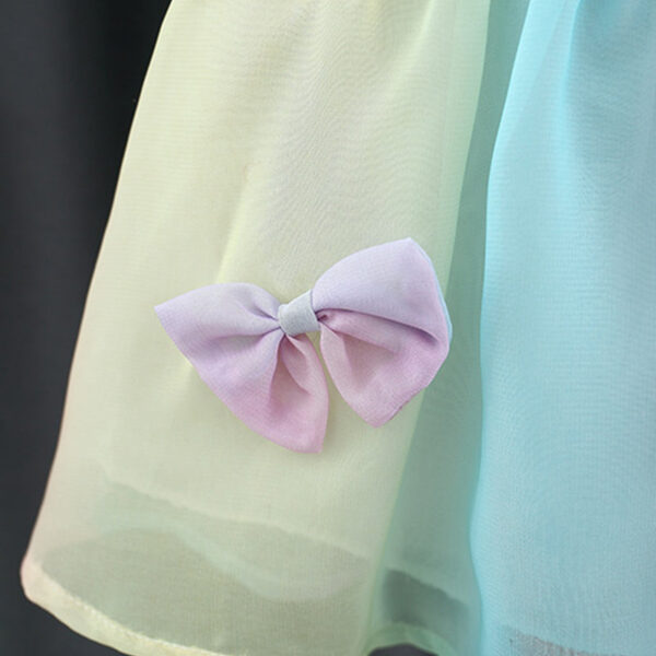 Summer Baby Girls Children Clothes Colorful Bows Toddler Birthday Party Mesh Evening Dress Kids Costume 0 To 3 Years Old