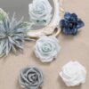YYHUAWU Artificial Flowers Combo Box Set Gradient Color Flower Leaf with Stems for DIY Wedding Bouquets Centerpieces Baby Shower Party Home Decorations Peach