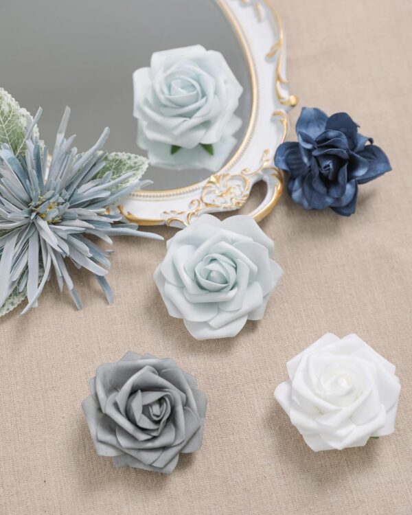 YYHUAWU Artificial Flowers Combo Box Set Gradient Color Flower Leaf with Stems for DIY Wedding Bouquets Centerpieces Baby Shower Party Home Decorations Peach