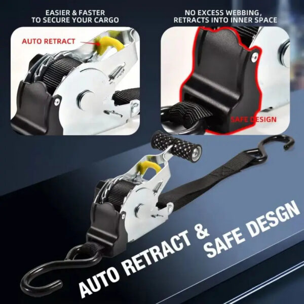 Auto Straps Cargo Tape Retractable Belts Motorcycles Load Lage Strap Ratchet Tensioner Belt For Car
