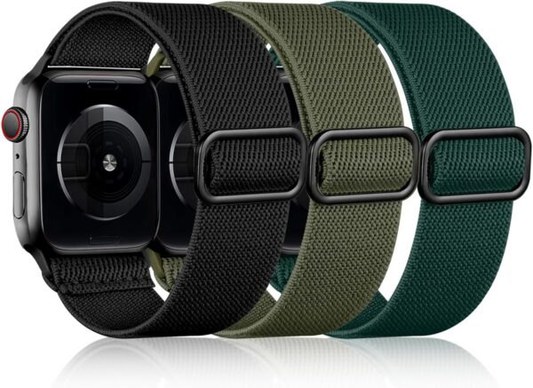 fc6edbb902038688 DaQin 3 Pack Elastic Bands Compatible with Apple Watch Band 45mm 44mm 49mm 42mm 41mm 40mm 38mm Women Men, Soft Nylon Solo Loop Straps for Apple Watch SE iWatch Series 9/8/7/6/5/4/3/2/1/Ultra/Ultra 2