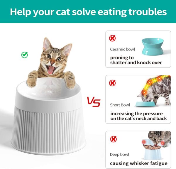 fc774f69d2a62988 Elevated Cat Food Bowl Super Widen Raised Cat Food Dishes for Protecting Spine, Reliefing Whisker Fatigue, Anti-Vomiting 17° Tilted Pet Feeding Bowls with Silicone Mat for Indoor Cats