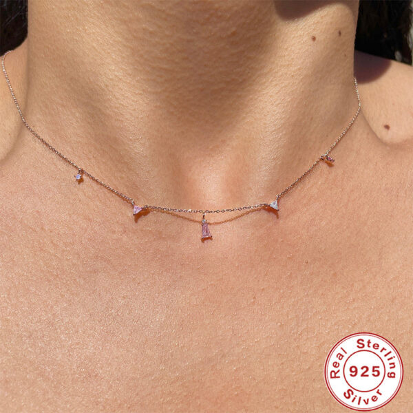 CANNER Sterling Sier Romantic Pink White CZ Pendant Necklace For Women Jewelry Fancy Diamond Chain Choker Necklaces Bijoux