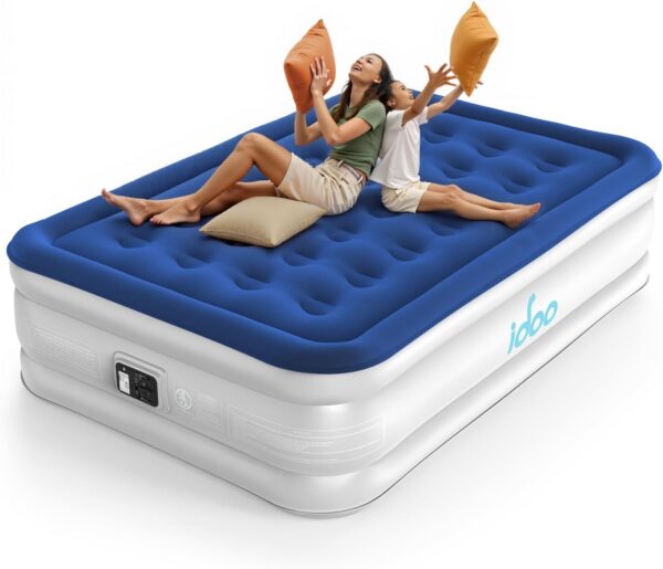 iDOO Air Mattress Queen with Built in Pump, Blow up Mattress, Inflatable Mattress Queen Size for Guests, Home, Camping, 3 Mins Inflation/Deflation, Upgraded Colchones Inflables, Comfort Air Bed