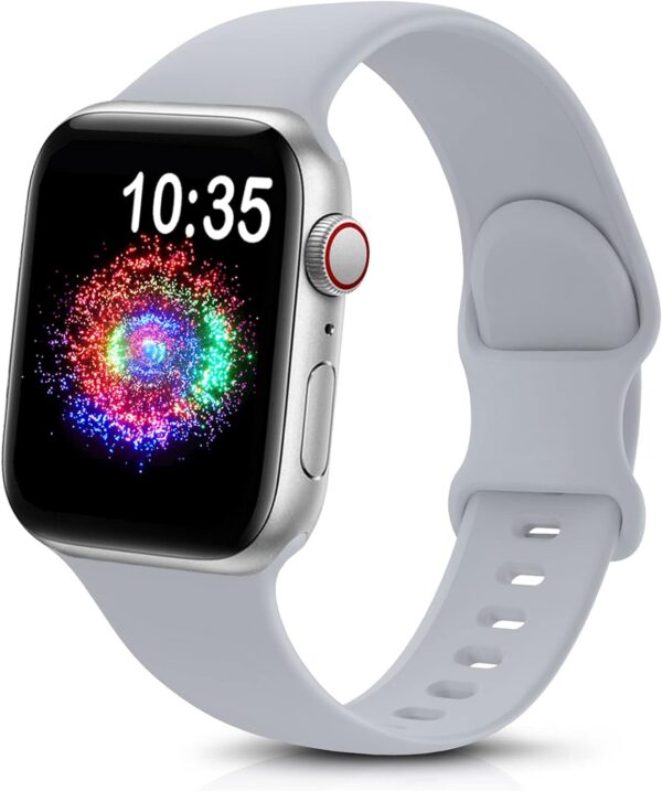 fc8c3c96762d43f5 TreasureMax Sport Band Compatible with Apple Watch Bands 38mm 40mm 41mm 42mm 44mm 45mm 49mm,Soft Silicone Strap Compatible for Apple Watch Series 9 Ultra 8 7 6 5 4 3 2 1 SE Men Women Grey 38/40/41MM