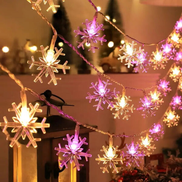 fca3bca9e8a30544 1pc LED Christmas Snowflake String Light Indoor & Outdoor Hanging Decorative Lighting Fairy Atmosphere Lamp For Garden Party