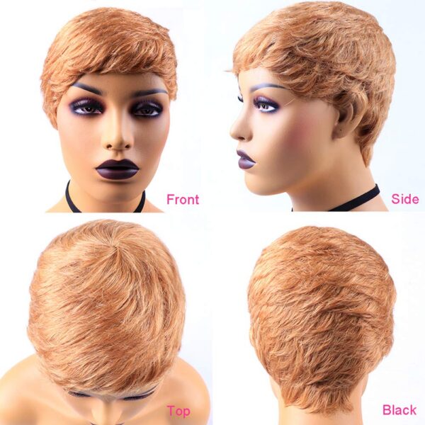 Short Straight Wigs Natural Color Brazilian Remy Pixie Cut Cheap Human Hair Wig For Black Women MYLOCKME