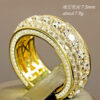 Pure 14k Color Gold Full Diamond Round Ring for Women Men Wedding Engagement Party Accessories Gift Jewelry Rings