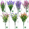 Artificial Plants Outdoor, 24PCS Lavender Artificial Flowers, UV Resistant Fake Flowers, Faux Flowers for Outdoor Planters for Home Garden Outside Porch Decor