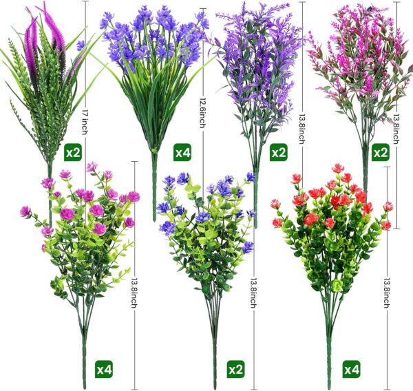 Artificial Plants Outdoor, 24PCS Lavender Artificial Flowers, UV Resistant Fake Flowers, Faux Flowers for Outdoor Planters for Home Garden Outside Porch Decor