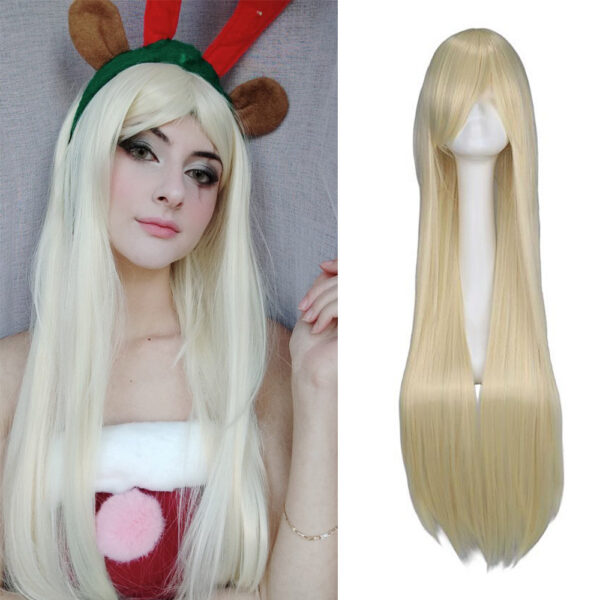 Long Straight Cosplay Wig Purple Black Red Pink Blue Dark Brown 100 Cm Synthetic Hair Wigs