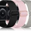 fcce7dcb89766cb7 DaQin 3 Pack Elastic Bands Compatible with Apple Watch Band 45mm 44mm 49mm 42mm 41mm 40mm 38mm Women Men, Soft Nylon Solo Loop Straps for Apple Watch SE iWatch Series 9/8/7/6/5/4/3/2/1/Ultra/Ultra 2