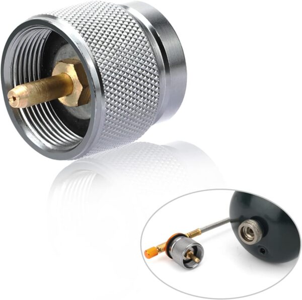 SAN LIKE 2pcs Camping Stove Adapter Butane Canister Adapter EN417 Lindal Valve Canister Shifter Propane Adapter Isobutane Fuel Canister with Exhaust Air Pressure Button