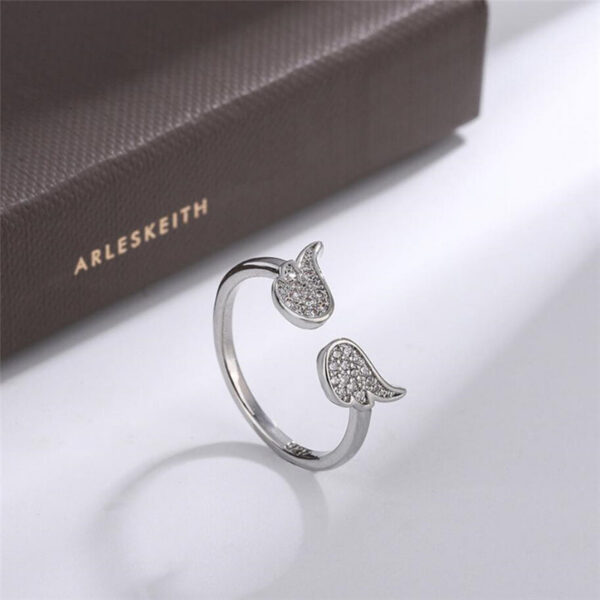 fcf491acf0a690b9 WYEAIIR Sterling Sier Diamond Angel Wings Cool Resizable Opening Ring For Women Jewelry