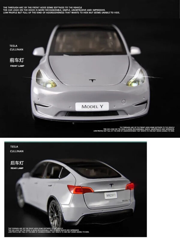 fcf51fa38dd0e672 1:24 Tesla Y 3 S Metal Alloy Diecast Model Sound And Light Children's Toy Collectibles Birthday Gifts