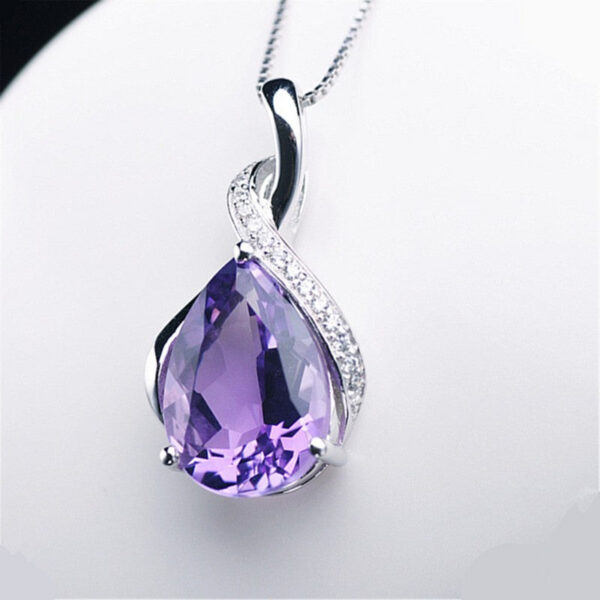 fcff5ebb43604254 Buyee Sterling Sier Amethyst Pendant Light Blue Stone Necklace for Woman Classic Family Party Fine Jewelry Chain