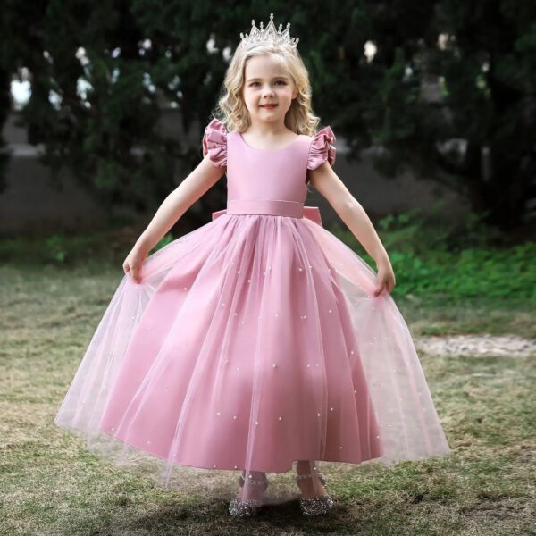 fd014e8ea42f5289 Women's Long Bow Tie Princess Piano Recital Dress Puffy Wedding Gown