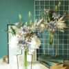 KIRIFLY Artificial Fake Flowers Plants Silk Flower Arrangements Wedding Bouquets Decorations Plastic Floral Table Centerpieces for Home Kitchen Garden Party Décor (Purple White)