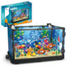 Fish Tank Kit with Lights, MOC Aquarium Marine Animal Building Blocks for Kids 6+, Bricks Toys Gifts