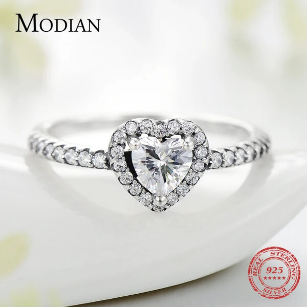 Modian Exquisite 925 Sterling Silver Vintage Hearts AAA Clear CZ Finger Rings for Women Luxury Wedding Statement Jewelry Bijoux