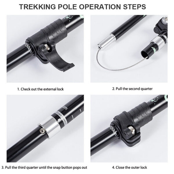 fd5fb429e6261966 5-Section Telescopic Folding Trekking Poles Outdoor Camping Ultralight Portable Foldable Walking Hiking Stick