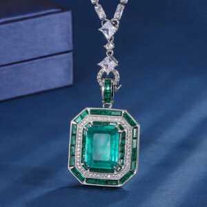 fd70f3f1342618ea Charms Vintage 12*16mm Emerald Ruby Pendant Chain Necklaces for Women Gemstone Lab Diamond tail Party Fine Jewelry Lady Gift