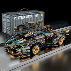 Black V12 RC Tech Racer 1:14DIY Roadster building block assembly Block car toy birthday gift