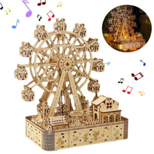 fd9e77e76e1714af Ferris Wheel Music Box Model with LED Light 3D Wooden Puzzle DIY Assembly Building Kit Home Decoration Crafts Adults Kids Gift