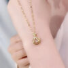 Genuine Gold Diamond Ginkgo Leaf Pendant Necklaces Simple Zircon Neck Chain for Women Fine Jewelry Gifts