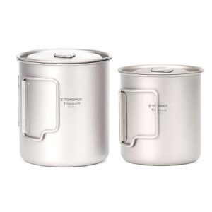 fdaa6cc66d1ad1d7 TOMSHOO Ultralight Titanium Outdoor Portable 2PCS Set 450ml 750ml Camping Picnic Water Cup Mug with Foldable Handle