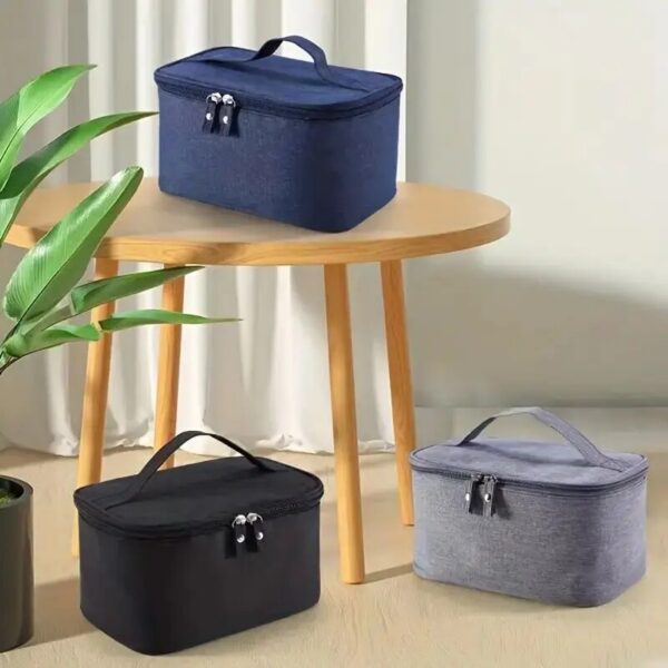 1pc Business Trip Men's Toiletry Double Layer Large Capacity Cosmetic Oxford Cloth Storage Bag Portable Handbag
