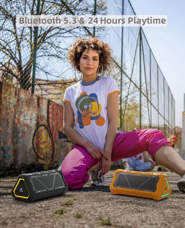 fdb0a3f3e8944cd8 MLOVE P3 Outdoor Bluetooth Speaker, 40W Output Power Bluetooth 5.3 Speaker ,Stereo Sound IPX7 Waterproof,Micro SD Card,RGB Light