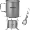 fdc8aec66bd5e63a Dawn Deer Titan-Backpacking-Herdsystem, Tasse/tragbarer Alkoholkocher/faltbarer Göffel -750 ml Camping-Kombi (Titan-Kombi-Set)