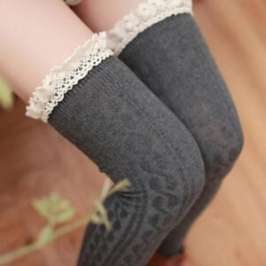 Women Socks 1Pair Thigh High Girls Stockings Lace Winter Warm Sexy Stocking Medias Pantyhose Knee