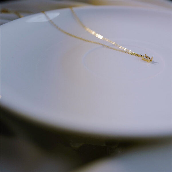 fdceec3d134a3ba2 Sterling Sier French Small Square Diamond Pendant 14k Gold Plating Necklace Women Fashion Shiny Clavicle Chain Jewelry
