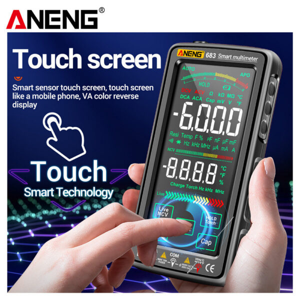 fdd24e5f7c4db559 ANENG 683 Smart Multimeter High-end Touch 6000 Counts Multimetro Test Rechargeable Multitester AC/DC Voltage Tester Current Tool