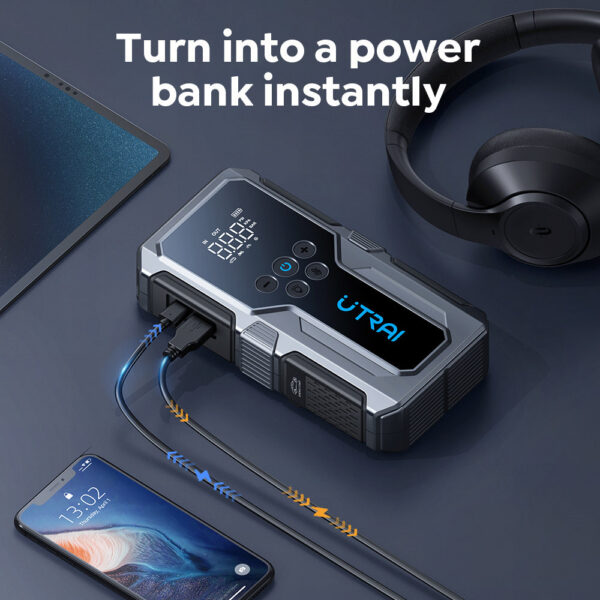 UTRAI 1500A Jump Power Bank Portable 150PSI Air Pump Battery Emergency Boosters Starting Device Car Starter 2024