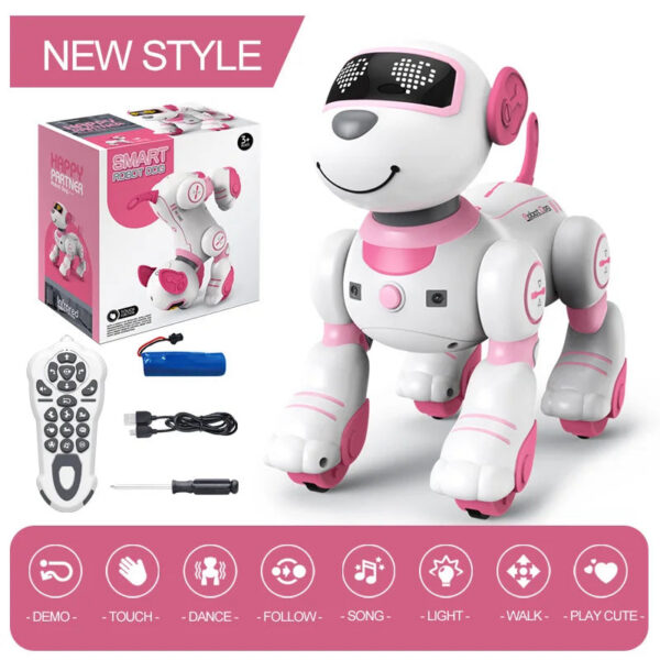 fdf57116ff6aa156 Funny RC Robot Electronic Dog Stunt Dog Voice Command Programmable Touch-sense Music Song Robot Dog Pink Toys for Girls Gift