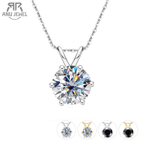 AnuJewel 1ct 3ct 5ct D Color Moissanite Diamond Top Quality Gold Plated Pendant Necklace Fine Jewelry Gifts Wholesale