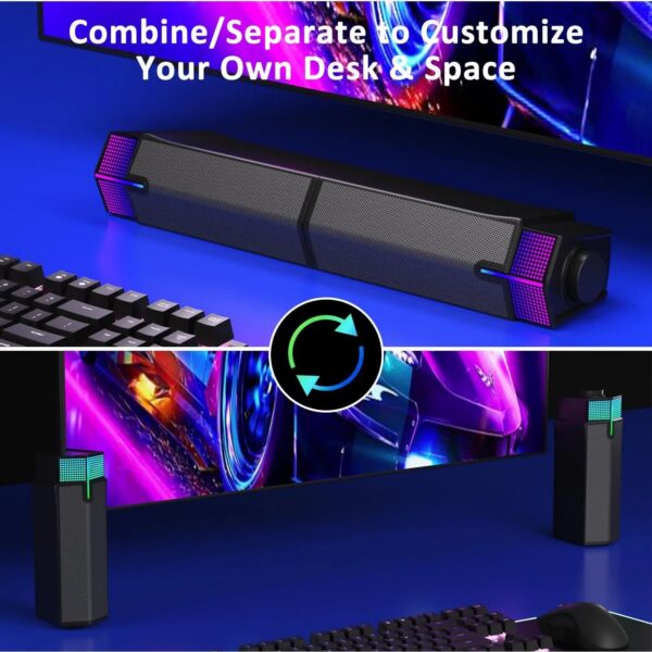fe25dcf019b77e5f Jeecoo M20 Bluetooth Computer Speakers for PC Desktop Monitor, Wired USB-Powered,Combine/Separate to Customize Your Desk
