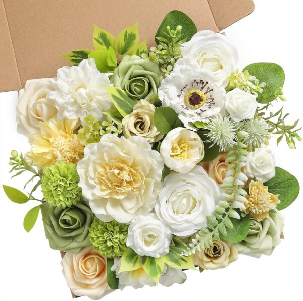 fe2bf1fc32cdbfc3 YYHUAWU Artificial Flowers Combo Set Fake Flower Leaf Box with Stems for DIY Wedding Bouquets Centerpieces Arrangements Baby Shower Party Home Decorations
