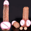 fe346deeec82c4ed Realistic Dildos Women Skin Sliding Foreskin Testicles Dildo Anal Vaginal Stimulation Strapon Big Sex Toys for Woman