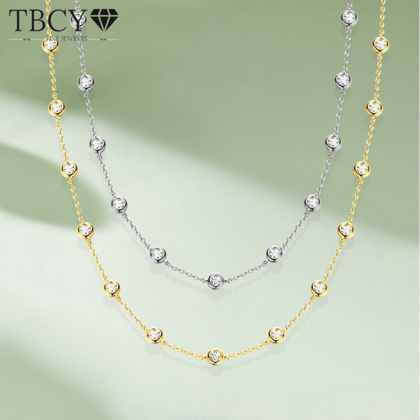 TBCYD 3/4/5mm D Color Moissanite Choker Necklace For Women S Sier Round Cut Diamond Bubble Neck Chain Party Jewelry Gifts