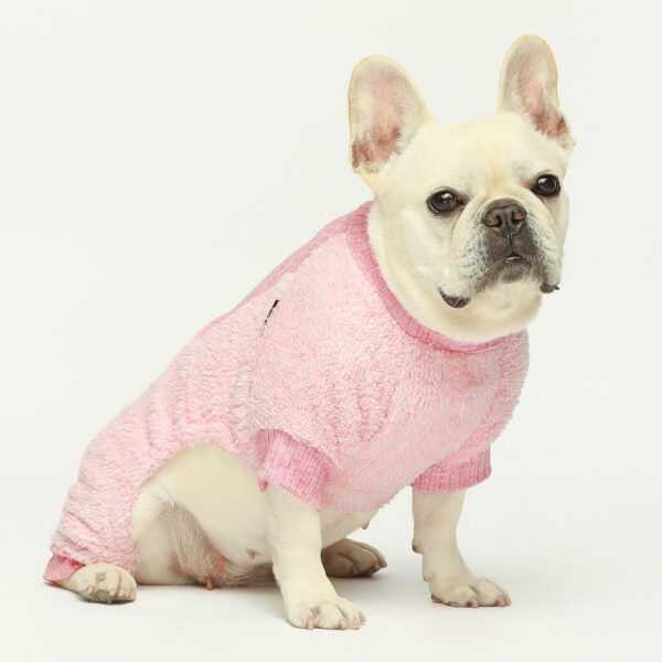 fe46e5ce90c1887a Fuzzy Dog Pajamas, Winter Dog Clothes for Small Dogs Girl, Pet Onesie with Feet, Cat Outfit, Heather Pink, Large